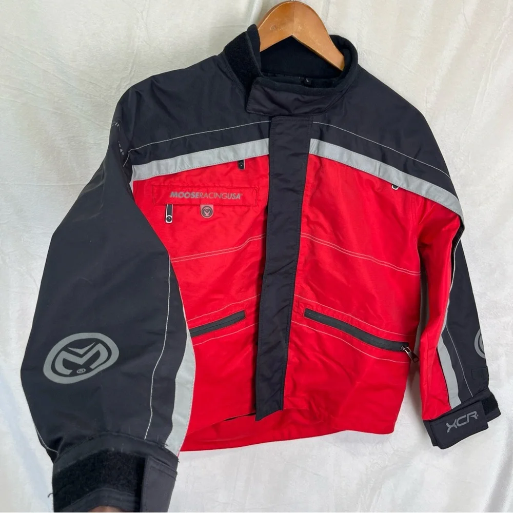 Vintage Moose XCR Racing USA Jacket Red Motorcycle Motocross Gear Youth Large